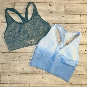 Victoria's Secret Pink Sport turquoise & ombré blue size small sports bras EUC